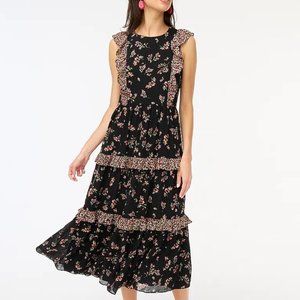 J.Crew Factory Sleeveless Floral Ruffle Tiered Maxi Dress